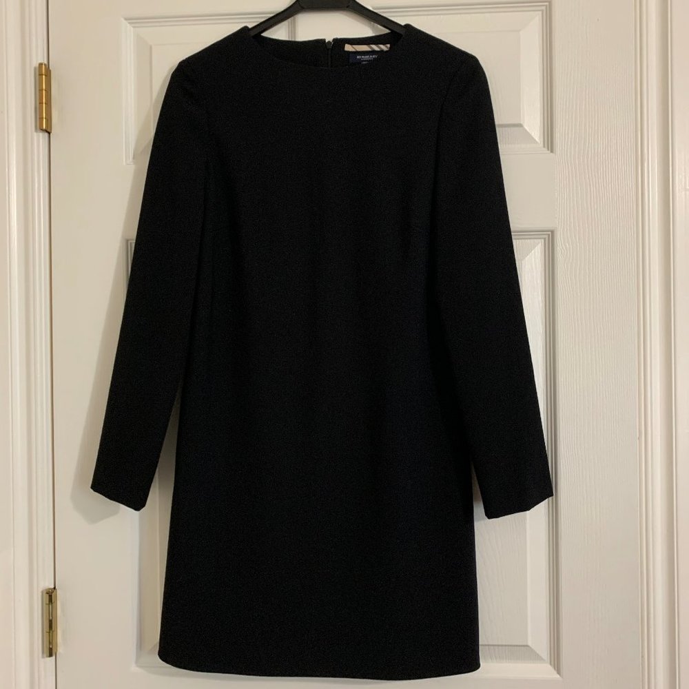Burberry little black dress wool mini shift LBD